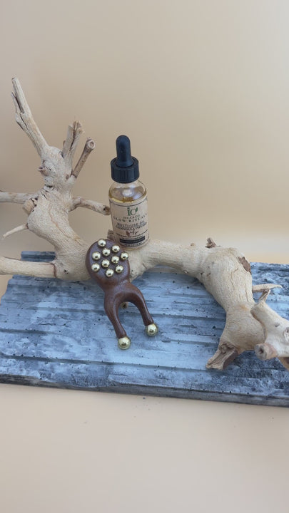 Wood & Copper Little Frog Massage Tool Set, Botanical Wellness Ritual, Scalp and Body Relaxation Gift
